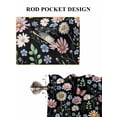 thumbnail image 6 of Spring Floral Bathroom Window Curtain, Elegant Pastoral Flowers Butterflies Black Light Filtering Coffee Kitchen Curtains, Bedroom Living Room Curtains 2 Panel 84"x63", 6 of 6