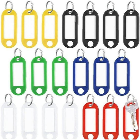 Key Tags 30pcs Colorful Plastic Keychain Key Tags Label Numbered Name Baggage Tag Id Label Name Tags with Split Ring