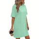 thumbnail image 2 of TaTaai Ladies Classic Solid Color Round Neck Short Sleeve Casual Dress with Functional Pockets Soft Stretchy Material Fashion Midi Dress for Spring Summer Daily Outings Gift, 2 of 6