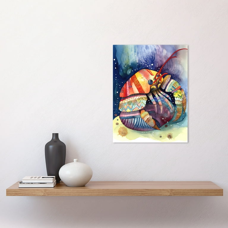 Fishing Boats At Sunset Folk Art Watercolour Painting Premium Wall Art  Canvas Print 18X24 Inch