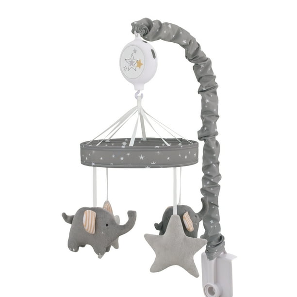 Parent S Choice Goodnight Grey White Stars And Elephants Nursery Musical Mobile Walmart Com Walmart Com
