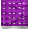 thumbnail image 1 of Soimoi Purple Poly Georgette Fabric Cat & Moon Star Print Sewing Fabric BTY 42 Inch Wide, 1 of 3