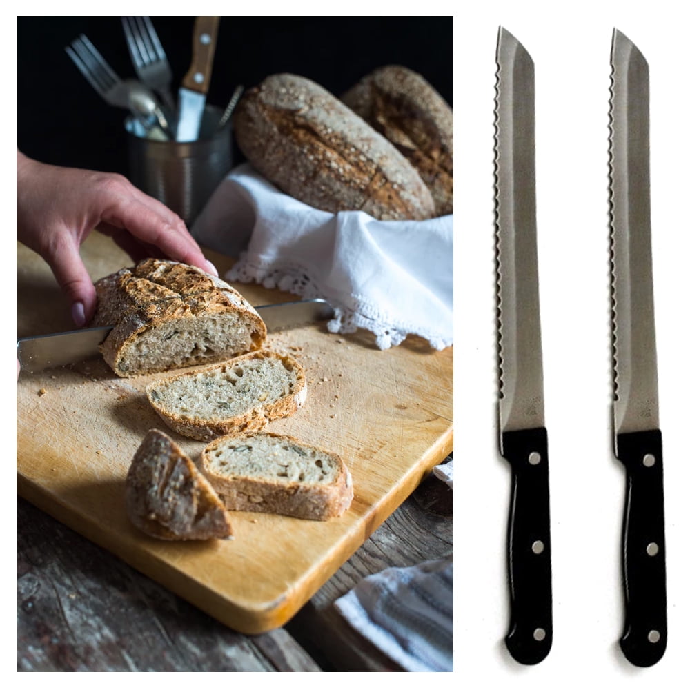 2 X 8 inch Bread Knife Sharp Stainless Steel Serrated Edges Blade Loaf
