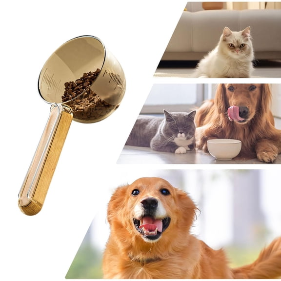 Pet Food Measuring Cup with Precision Scale Locking Clip Cats Rice Flour Cereals Dry Food Spoon