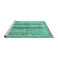 thumbnail image 2 of Ahgly Company Machine Washable Indoor Round Oriental Turquoise Blue Modern Area Rugs, 8' Round, 2 of 4