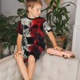 thumbnail image 4 of Balery Red And White Screaming Demon Skull Conjunto de Pijama Infantil de Manga Corta con Estampado – Ropa de Dormir de Algodón Suave-Large, 4 of 6
