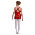 thumbnail image 2 of TiaoBug Kids Girls Sparkle Sleeveless Leotard Tassels Latin Dance Dress Sequin Fringed Bodysuit Costume Red 12, 2 of 7