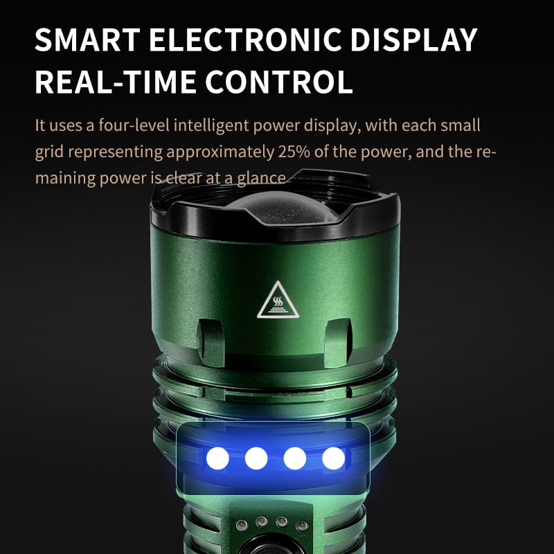 SKYFIRE 1500-Lumen Tactical Flashlight - 1500m Beam, Zoomable Focus, 5 Modes & USB-C Rechargeable. Essential for Camping, Hiking, Survival and Home Emergencies