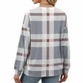 thumbnail image 6 of Women's Long Sleeve Sweatshirt Printed Round Neck Casual Loose Stripe Printing Top Fashion Outfits Fall Clothes Basic Winter Clothing, 6 of 7