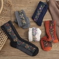 thumbnail image 6 of Saturatione 5 Pairs Vintage Embroidered Floral Socks, Elegant Saturatione Floral Socks, Breathable Crew Sockss(Black*5pairs), 6 of 9