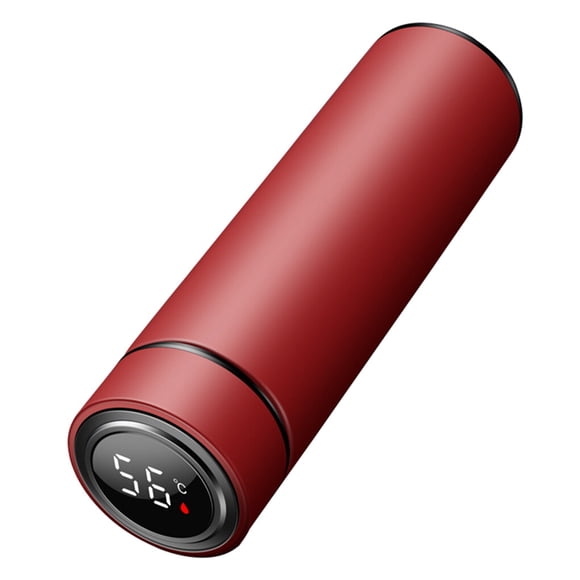 Vacuum Bottle 304 Stainless Steel 500ml Vacuum Bottle Stainless Steel Water Bottle LCD Digital Screen Portable Drink Cup, Red