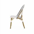 thumbnail image 4 of Blue and White French Bistro Chairs Set of 2, Coastal Style Outdoor Patio Chairs with Bamboo Print, All-Weather PE Rattan and Aluminum Frame, Hampton Style, 4 of 6