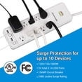 thumbnail image 2 of Power Strip DEWENWILS de 10 salidas con 4 puertos USB, cable de 15 pies, blanco, 2 of 7