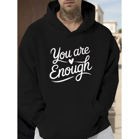 Black You Are Enough Motivational Heavyweight Hoodie Shirt for Men & Women, up to Size 5XL