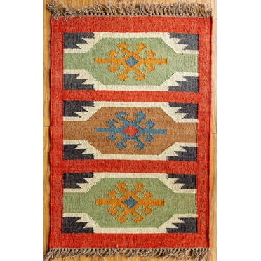 2x20 Ft. , Runner Rug, Wool Jute Rug, Kilim Rug, Handwoven, Wool and Jute Rug Handmade, Kilim Dhurrie Rug, Traditional Indian jute Area rug