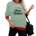 thumbnail image 4 of FDGIU Women's Oversized Striped Christmas Sweatshirt - Merry Xmas Crewneck Long Sleeve Loose Fit Holiday Outfit, 4 of 6