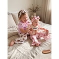 thumbnail image 4 of BemeyourBBs Western Baby Girls Spring Summer Fall Clothes Newborn Baby Girl Cowgirl Going Home Outfit New Cowgirl In Town Letter Boot Print Short Sleeve Romper and Flared Pants Headband Set, 4 of 9