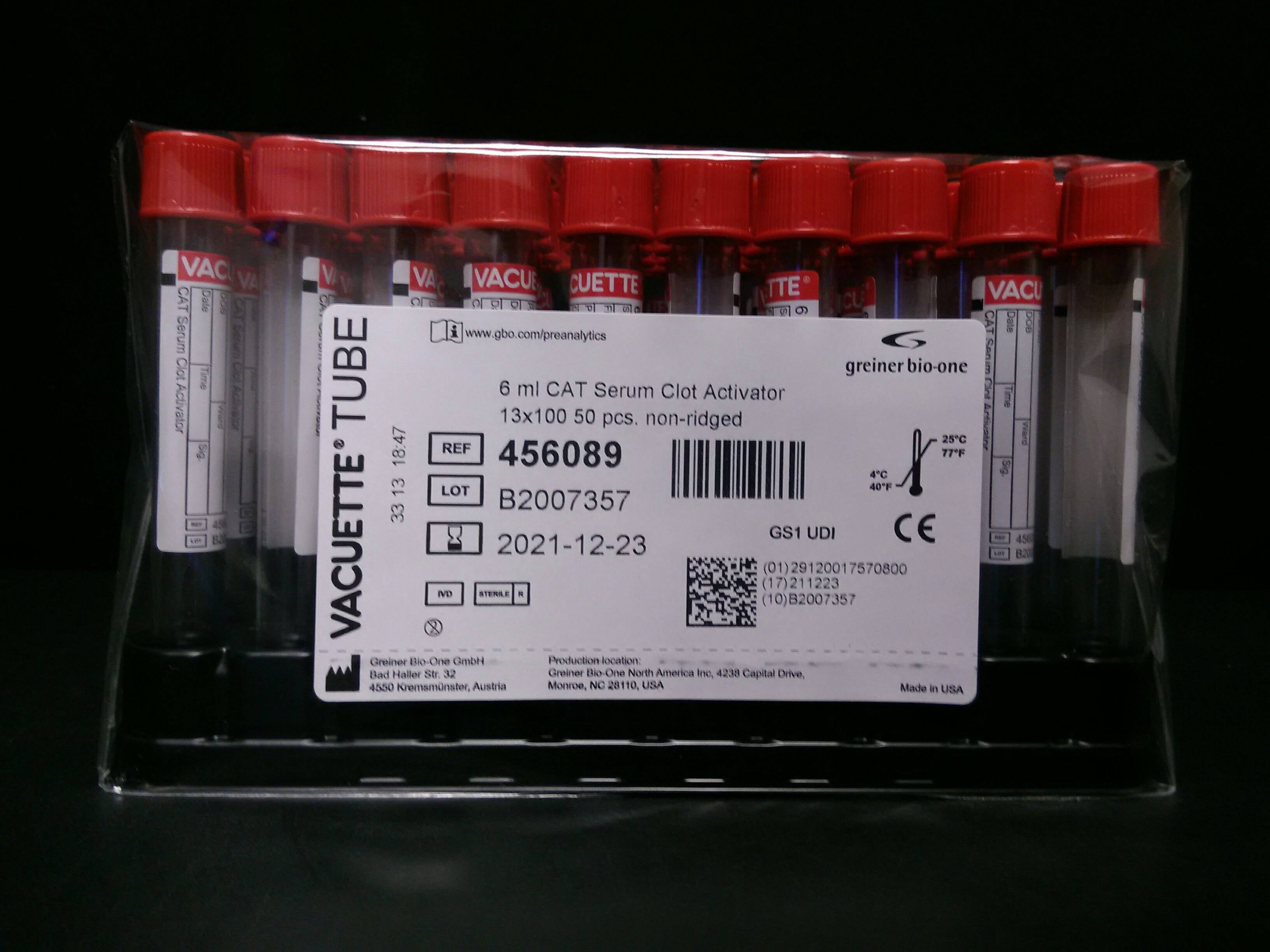 GREINER / BIOONE 456089 TUBE SERUM CLOT ACTIVATOR