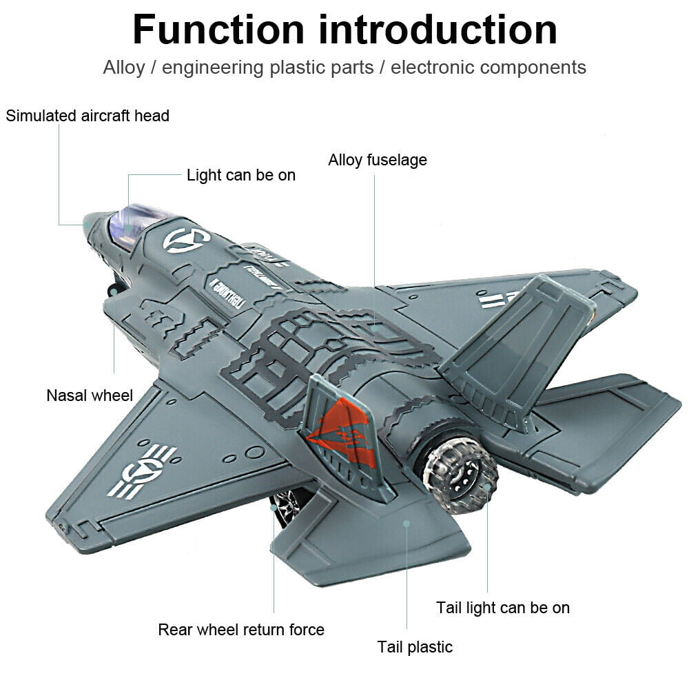 EROCK Set of 2 Diecast F-35 Jet Plane Model Fighter Toys w/Lights Sounds for Kids Gift