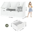 thumbnail image 4 of Homfa Kids Bookshelf with Reading Nook & 3 Movable Drawers, 2 Cube Bookcase with 4-Tier Book Racks, Toy Storage Organizer for Playroom Bedroom, White, 4 of 11
