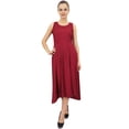 thumbnail image 1 of Bimba Robe en Rayonne de Designer pour Femme avec Poches, Bordeaux Unie Maxi avec Foulard - 10, 1 of 6