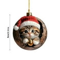 thumbnail image 3 of DAMAI Christmas Tree Ornaments, A Kitten in The Tree Hole 2D Acrylic Hanging Ornament With Holding a Bell, oliday Winter Home Decor Party Supplies, 3 of 5