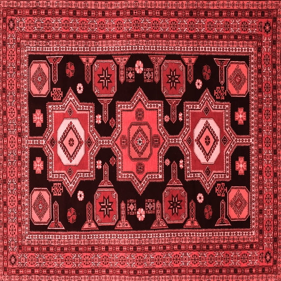 Ahgly Company Indoor Square Persian Red Traditional Area Rugs, 7' Square
