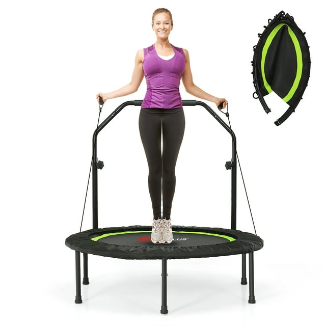 Costway Trampoline Pliable Ajustable de 40 Pouces pour Entraînement Physique avec Bandes de Résistance Gym à Domicile