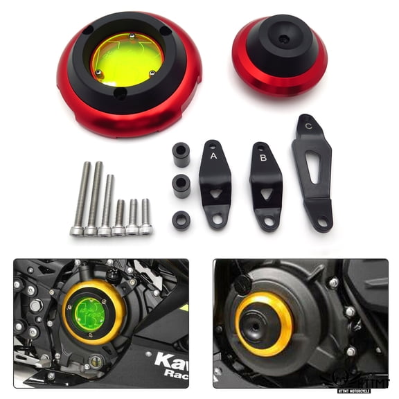HTTMT- Replacement of CNC Engine Case Cover Guard Left Right Kit Compatible With US-KA-wasaki Ninja 400 2018 2019 Red