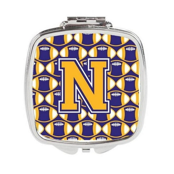 Carolines Treasures  Letter N Football Purple & Gold Compact Mirror - Purple & Gold - 3in. H x 0.3in. W x 2.75in. L