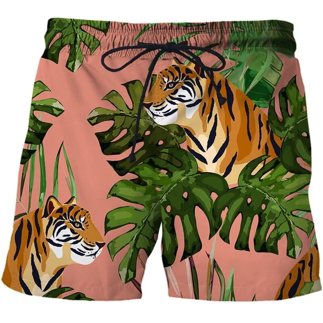 Tiger Leopard Graphic Beach Shorts Pants Men 3D Printing Surfing Board Shorts Summer Hawaii Swimsuit Swim Trunks Cool Ice Shorts Fivean unisex