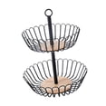 thumbnail image 1 of Cesta de frutas de 2 niveles, soporte de almacenamiento para cupcakes, organizador reutilizable de productos, cuenco de alambre de hierro para, 1 of 9