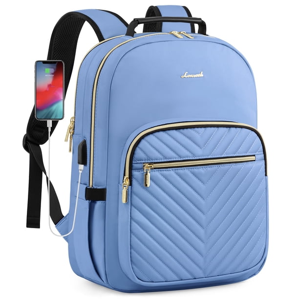 Mochila LOVEVOOK para portátil para mujer de 15,6 pulgadas con puerto USB, color azul