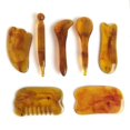 thumbnail image 1 of 7pcs Natural Resin Amber Massage Scraping for Face Neck Gua Sha Scraper Therapy, 1 of 5