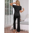 thumbnail image 3 of DARING DIVA Women's Ribbed Knit Sweater Pullover Pajama Set S Black, 3 of 5