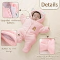 thumbnail image 3 of Newborn Fleece Footie Jumpsuit Hooded Warm Thicken Winter Outwear Snowsuit for Baby Girls and Boys, 3 of 5