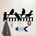 thumbnail image 2 of 1 Set Iron Wall Mounted Hook Hangers 10-Hook Decorative Organizer Rack for Bag Clothes Key Scarf Hanging Holder with Screws Black Bird 106x250mm, 2 of 7