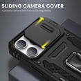 thumbnail image 3 of for iPhone 15 Pro Max Case, with Slide Camera Cover & Built-in Rotating Kickstand Ring & Front Glass Screen Protector Phone Case for iPhone 15 Pro Max 6.7 inch, Black, 3 of 11