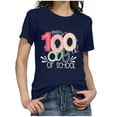 thumbnail image 6 of IROINNID Women's Casual Fashion T-shirt Short Sleeve Happy 100th Day Of School Printed Round Neck Tops, 6 of 7