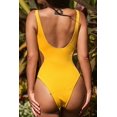 thumbnail image 2 of Women's Ribbed Yellow Cut Out Scoop Back One Piece Swimsuit, 2 of 4