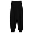thumbnail image 4 of Girls Pants Solid Color Lightweight Yoga Sports Dance Fitness Drawstring Winter Pants 11-12 Years,Black XZNPDUCQ, 4 of 5