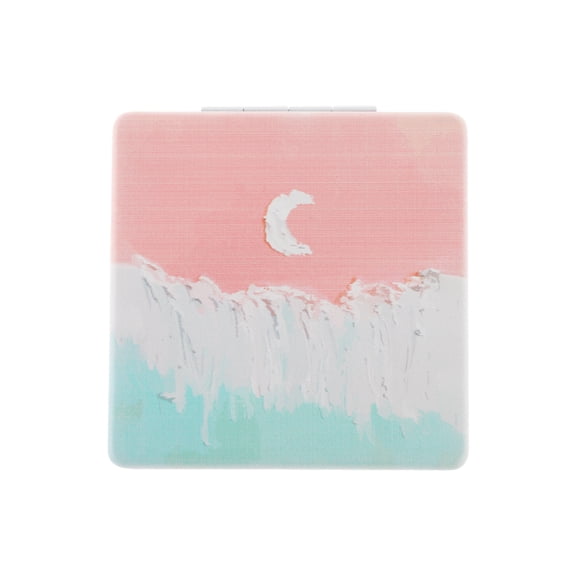 Unique Bargains Square Hand-drawn Makeup Mirror Lake Blue White 1 Pc