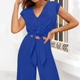 thumbnail image 4 of WTXUE Cotton Solid Color Able Casual Strapless Sleeveless Pants Set Relaxed Fit Pant Suits (Women's) Size 8, 4 of 9