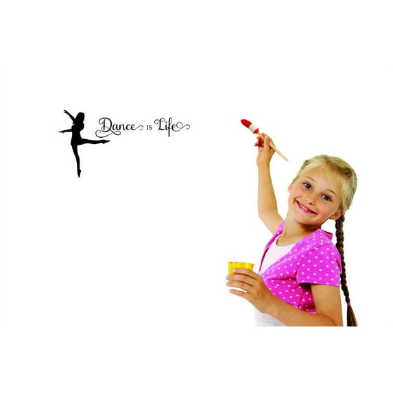 Do It Yourself Wall Decal Sticker Dance Is Life Bedroom Quote Kids Teen Boy Girl Quote Home Decor 14x28"