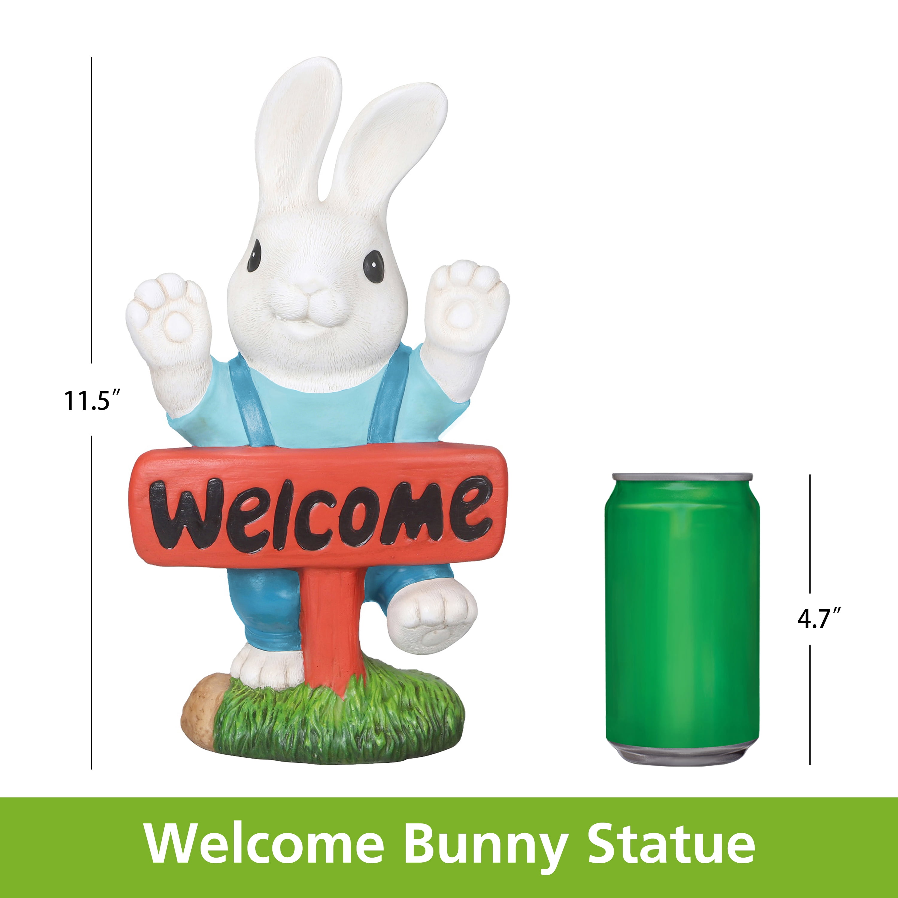 Mainstays Easter Welcome Bunny Statue, Indoor/Outdoor, 6.2 in L x 3.8 in W x 11.5 in H