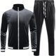thumbnail image 3 of Chándal de terciopelo para hombre, conjunto de 2 piezas, sudaderas con cremallera, chaqueta, pantalones con bolsillos, 3 of 5