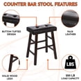 thumbnail image 5 of Set of 4 Counter Height 24" Bar Stools Wood Frame & Brown Leather Kitchen Island Barstools, 5 of 7
