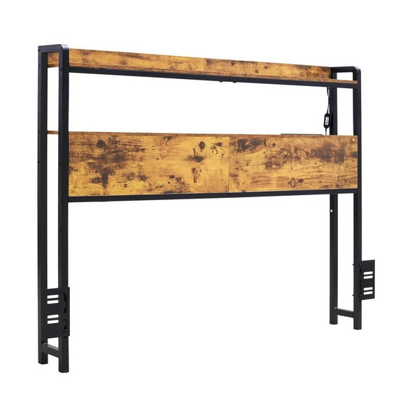 Full Size Headboard with Storage, Adjustable Height , LED Light