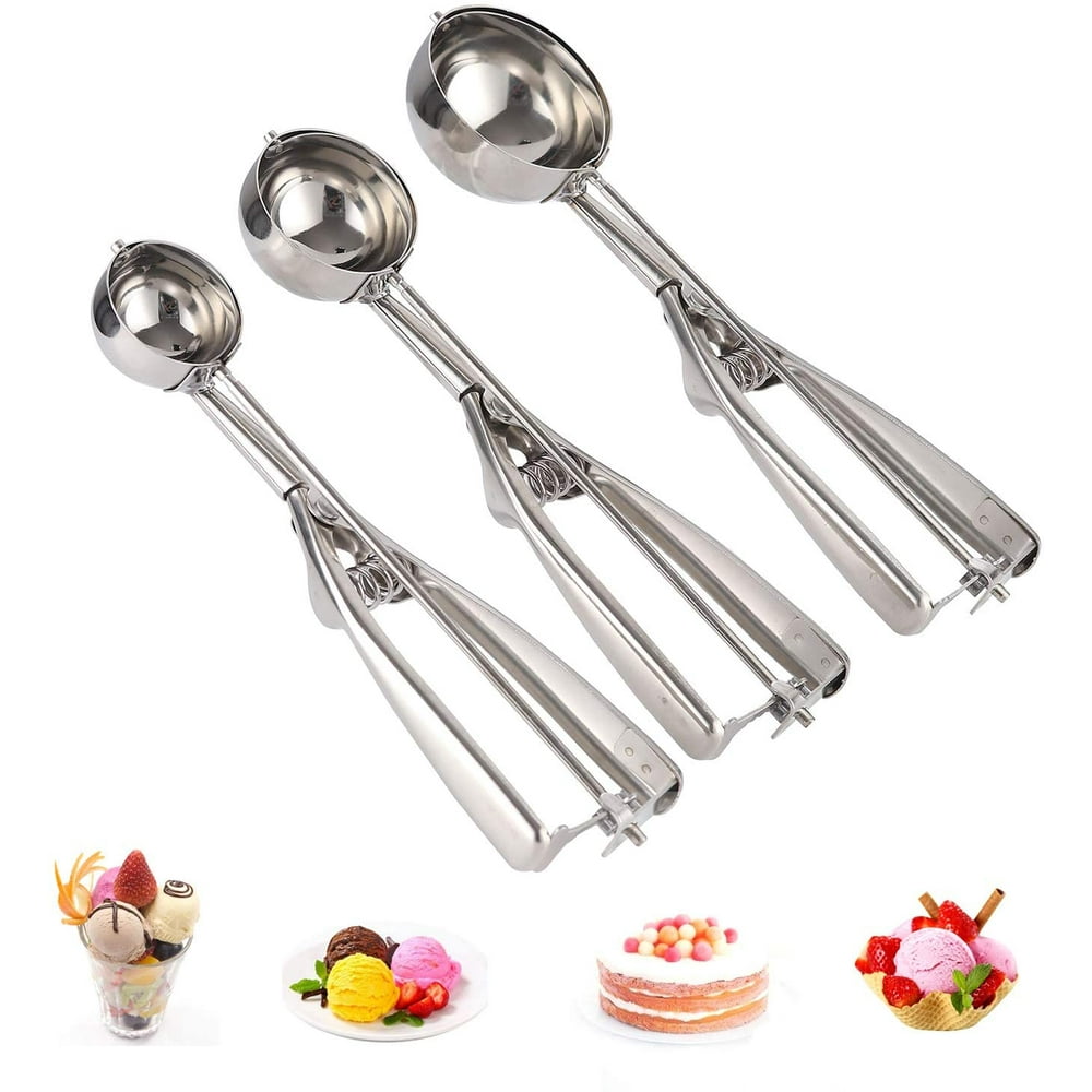 Cookie Scoop Set, Stainless Steel Ice Cream Scoops with Trigger Release