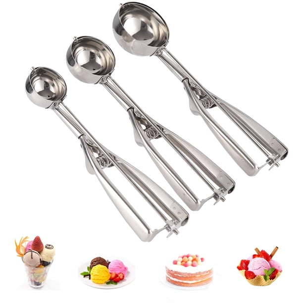 Cookie Scoop Set, Stainless Steel Ice Cream Scoops with Trigger Release